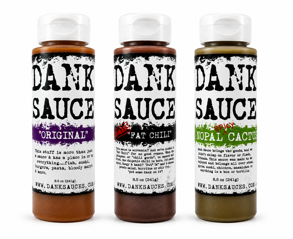 Dank Sauce Gourmet Hot Sauce Bundle Pack | Original, Fat Chili & Nopal Cactus | 3, 6 or 12 Bottles