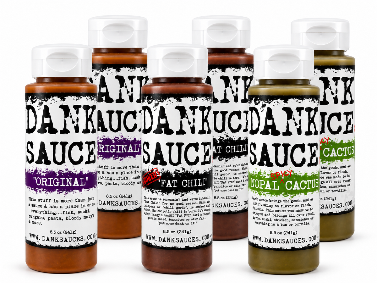 Dank Sauce Gourmet Hot Sauce Bundle Pack | Original, Fat Chili & Nopal Cactus | 3, 6 or 12 Bottles