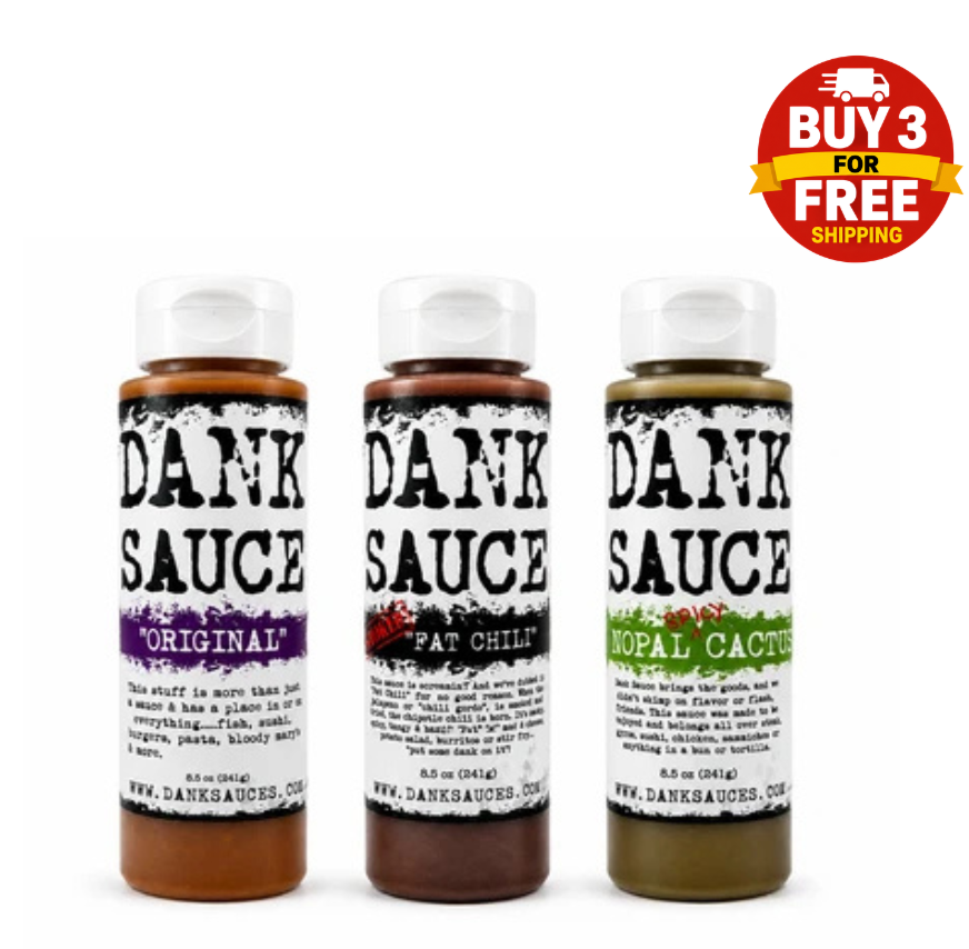 Dank Sauce Gourmet Hot Sauce Bundle Pack | Original, Fat Chili & Nopal Cactus | 3, 6 or 12 Bottles